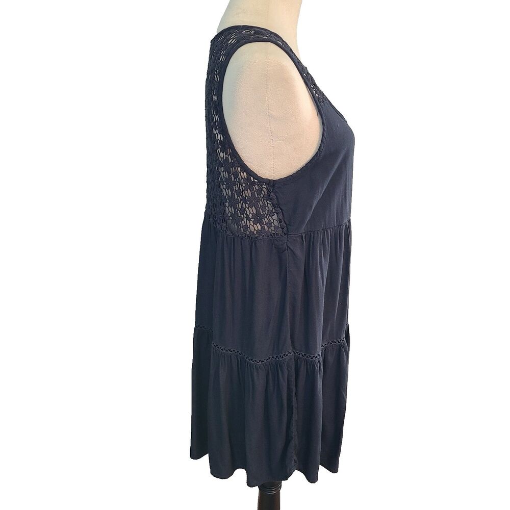 American Eagle Black Lace Mini Dress M Tiered Whimsigoth Boho Grunge Fairycore - Picture 4 of 8
